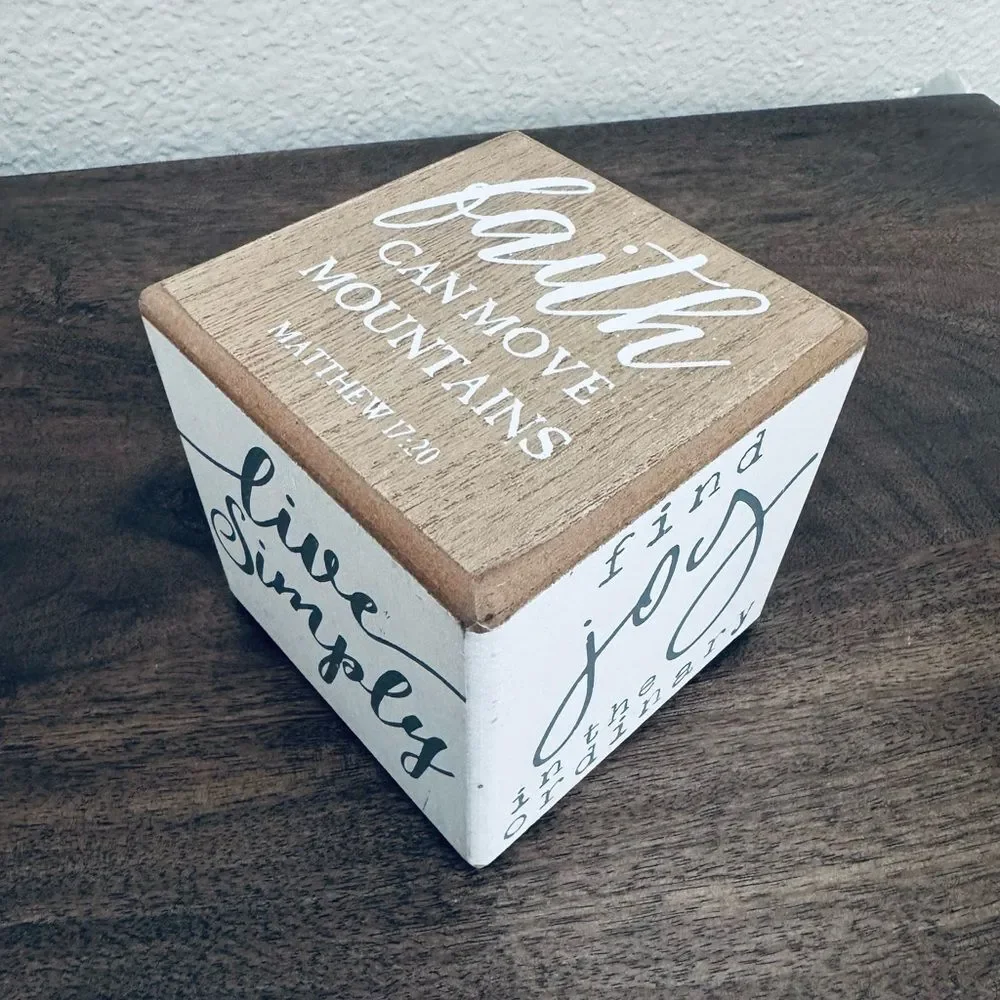 Bible Verse Inspired Solid Wood Cube Decor
